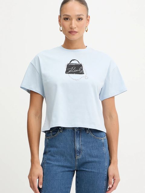 Karl Lagerfeld t-shirt bawełniany damski kolor niebieski B1W17026 - zdjęcie produktu nr 1