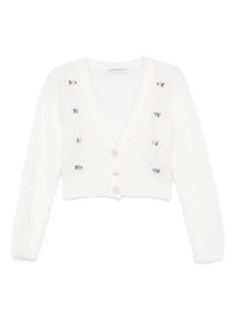 Alessandra Rich floral-embroidered cardigan - Neutrals - zdjęcie produktu nr 1