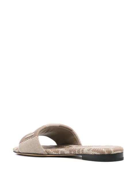 FENDI logo-embroidered slides - Brown
