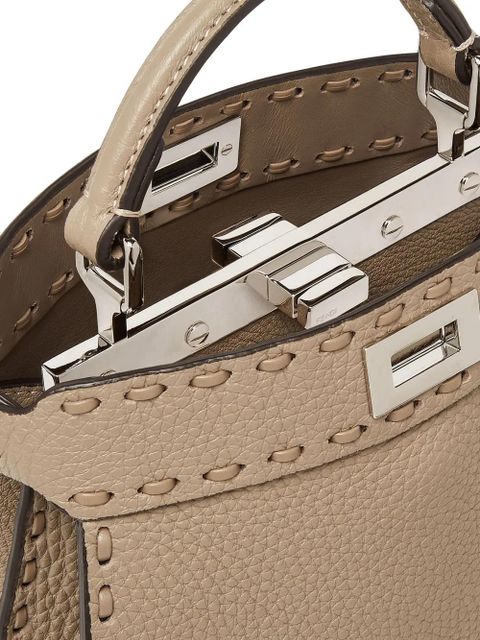 FENDI Peekaboo stitched top handle shoulder bag - Neutrals