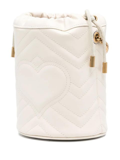 Gucci mini GG Marmont leather bucket bag - White
