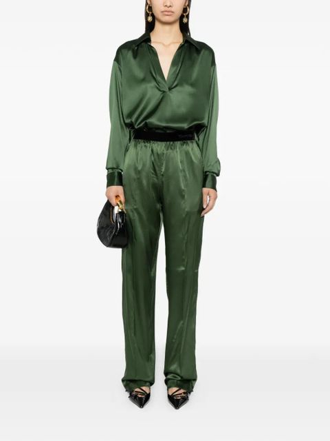 TOM FORD logo-embroidered satin tunic - Green - zdjęcie produktu nr 2