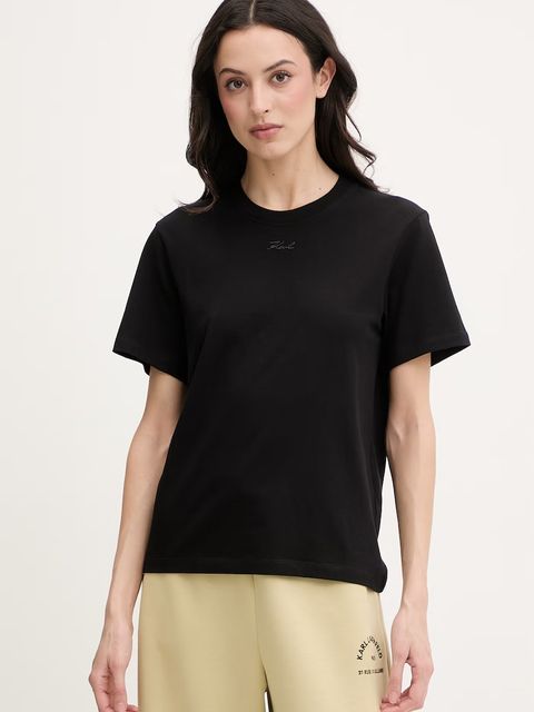 Karl Lagerfeld t-shirt basic damski bawełniany - zdjęcie produktu nr 2