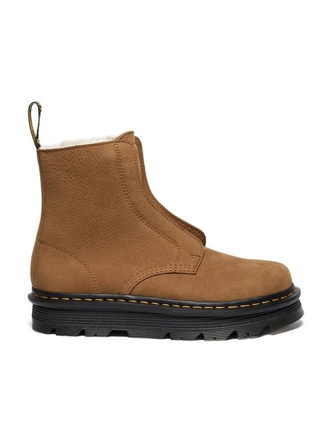 Dr. Martens botki nubukowe ZebZag Lace Less Warm Lined damskie kolor beżowy na platformie lekko ocieplone DM42019200 - zdjęcie produktu nr 1