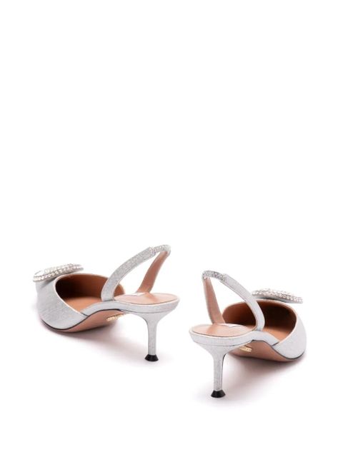 Aquazzura 50mm Crystal Hoop slingback pumps - Silver