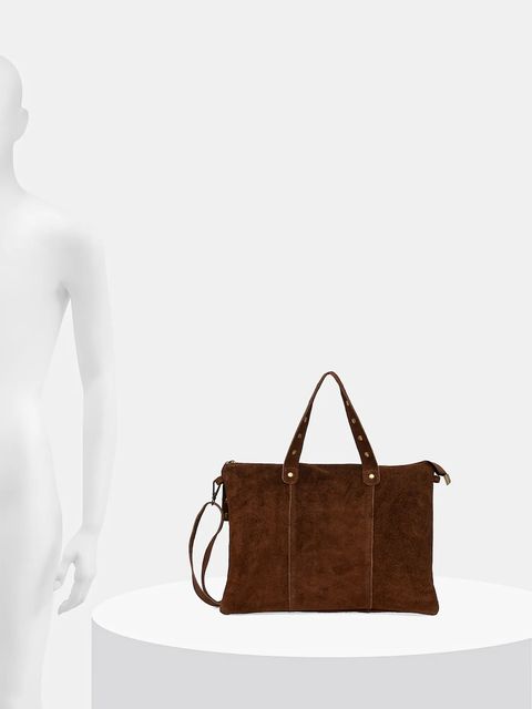 Answear.LAB torba na laptopa zamszowa kolor brązowy