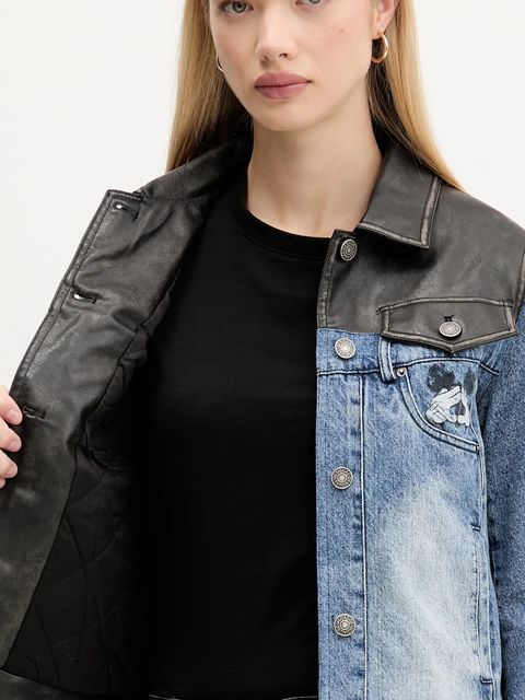 Desigual kurtka jeansowa CONSTRA kolor niebieski przejściowa 25WWED16