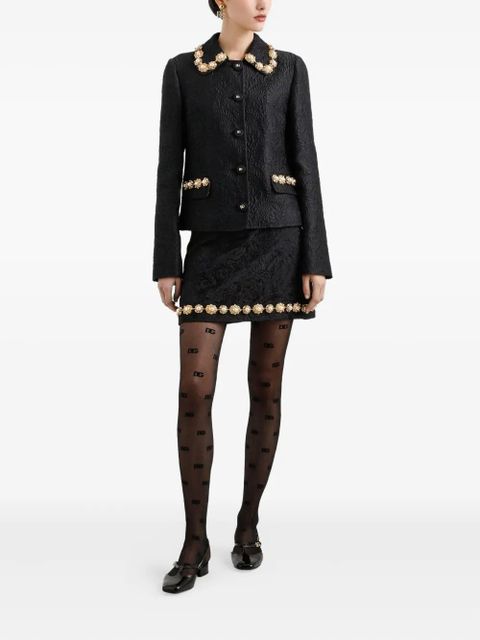 Dolce & Gabbana DNA pearl-detailing mini skirt - Black