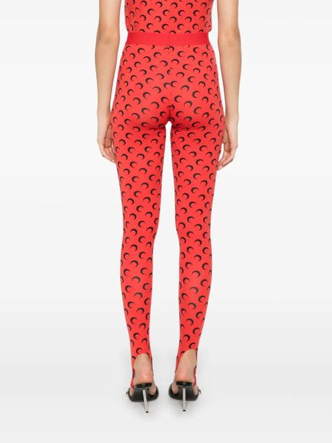 Marine Serre Moon-print leggings - Red