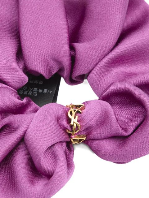 Saint Laurent twisted cassandre ring-detail silk scrunchie - Purple - zdjęcie produktu nr 2