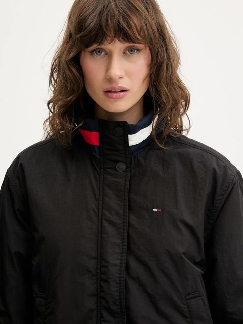 Tommy Jeans kurtka kolor czarny przejściowa oversize DW0DW21436