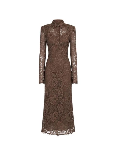 Rowen Rose long-sleeves V-neck maxi dress - Brown - zdjęcie produktu nr 1