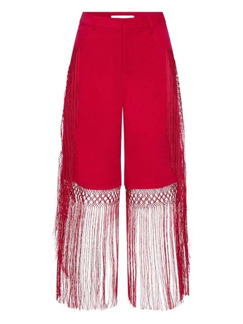 Christopher Esber macramé fringed corduroy trousers - Red