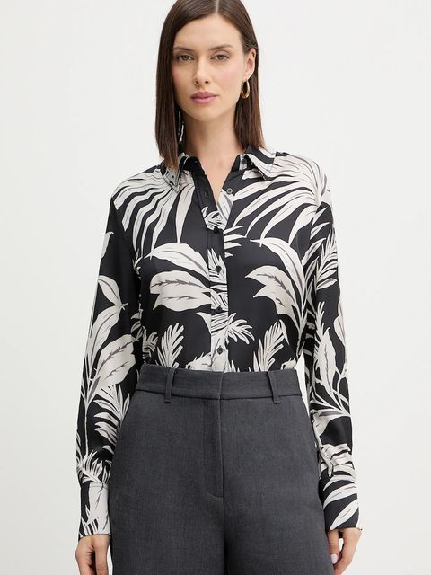 Guess koszula CONCETTA damska kolor czarny regular z kołnierzykiem klasycznym W5YH03 WF1T2