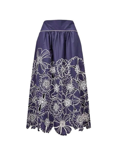 FARM Rio flower-embroidered maxi skirt - Blue - zdjęcie produktu nr 1