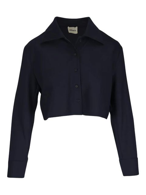 KHAITE collared cropped blouse - Blue - zdjęcie produktu nr 1