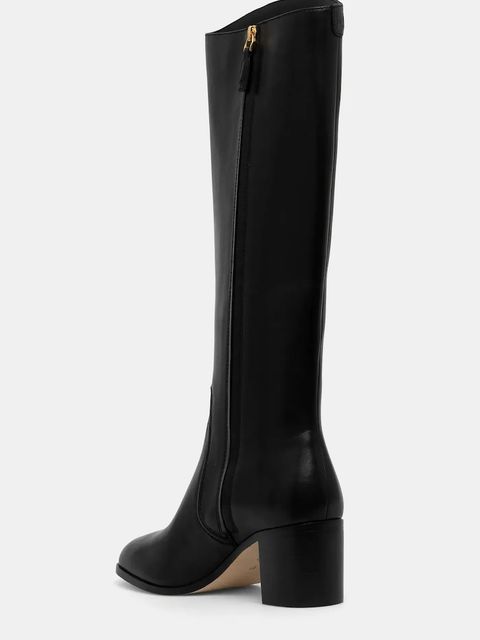 Lauren Ralph Lauren kozaki skórzane Charly damskie kolor czarny na słupku 802967813001