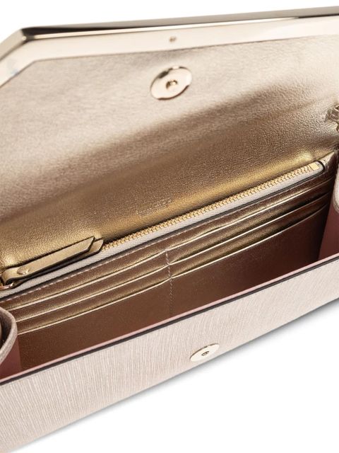 Jimmy Choo metallic-leather clutch bag - Neutrals
