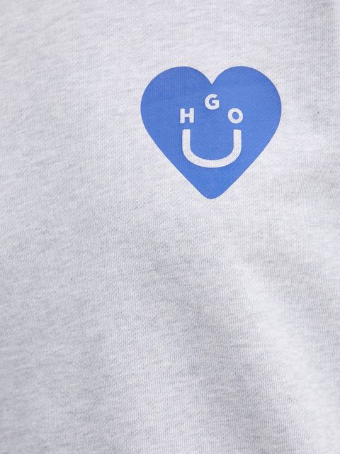 Hugo Blue bluza bawełniana damska kolor szary z nadrukiem 50545052