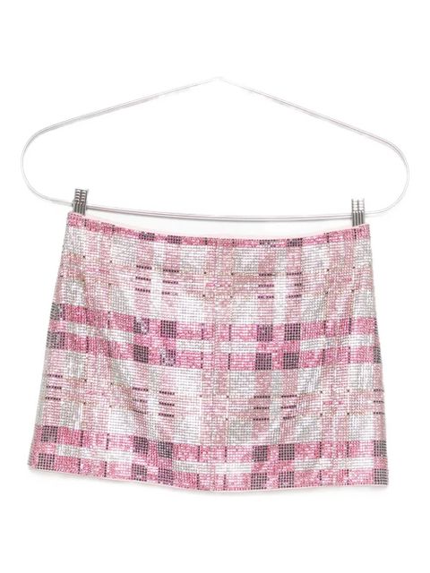 Self-Portrait crystal-embellished plaid mini skirt - Pink - zdjęcie produktu nr 1