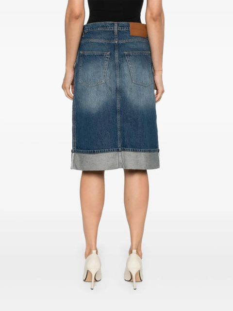 Victoria Beckham mid-rise denim midi skirt - Blue