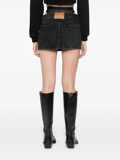 Alexander Wang crystal denim mini skirt - Black