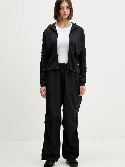 adidas Originals bluza Ruched damska kolor czarny z kapturem gładka JW2807 - zdjęcie produktu nr 2