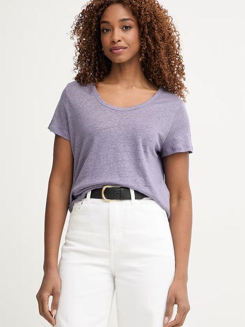 United Colors of Benetton T-shirt damski lniany - zdjęcie produktu nr 2