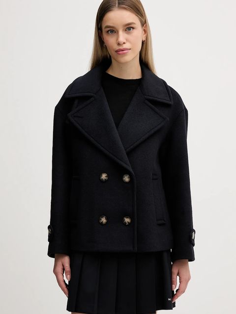 Sisley płaszcz z dodatkiem wełny kolor granatowy 2LAJLN06E - zdjęcie produktu nr 1