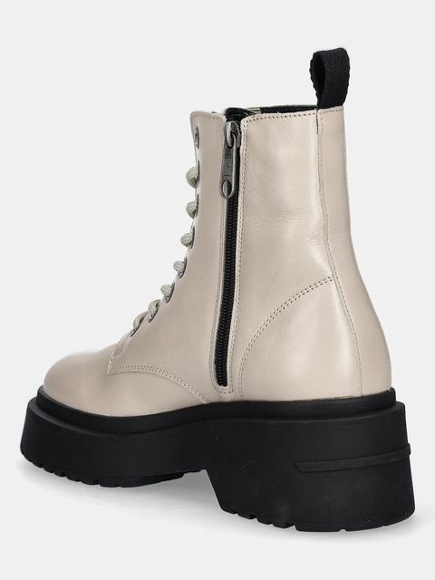 Tommy Jeans workery skórzane TJW CHUNKY SHINY LEATHER BOOT damskie kolor beżowy na platformie EN0EN02848