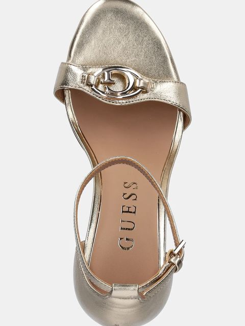 Guess sandały skórzane KABRINA kolor złoty FLTKAB LEM03