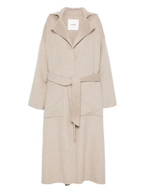 Nanushka wool-silk belted coat - Neutrals - zdjęcie produktu nr 1