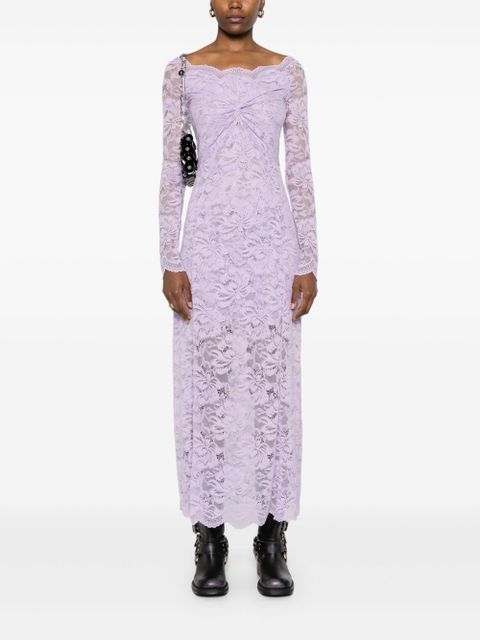 Rabanne Bardot-neckline lace maxi dress - Purple - zdjęcie produktu nr 2