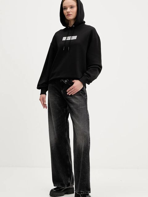 Karl Lagerfeld Jeans bluza bawełniana damska kolor czarny z kapturem z nadrukiem A4W20013