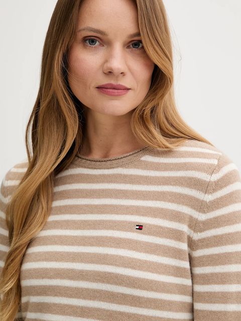 Tommy Hilfiger sweter wełniany damskie kolor granatowy lekkie WW0WW40264