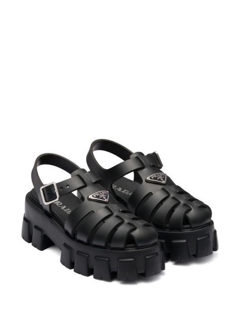 Prada 55mm caged platform sandals - Black