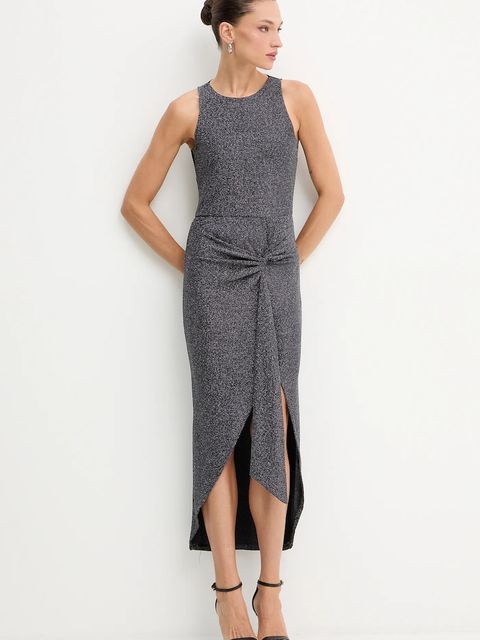 Patrizia Pepe sukienka kolor srebrny midi prosta 2A2990 J340