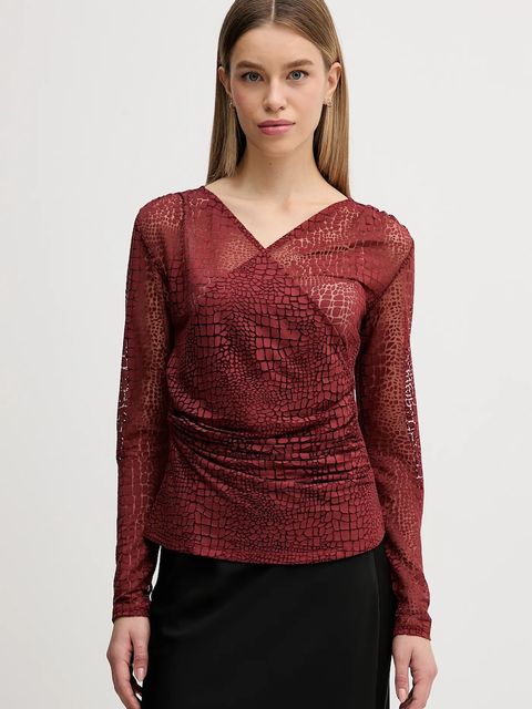 Sisley bluzka damska kolor pomarańczowy wzorzysta 3NDXL401A - zdjęcie produktu nr 1