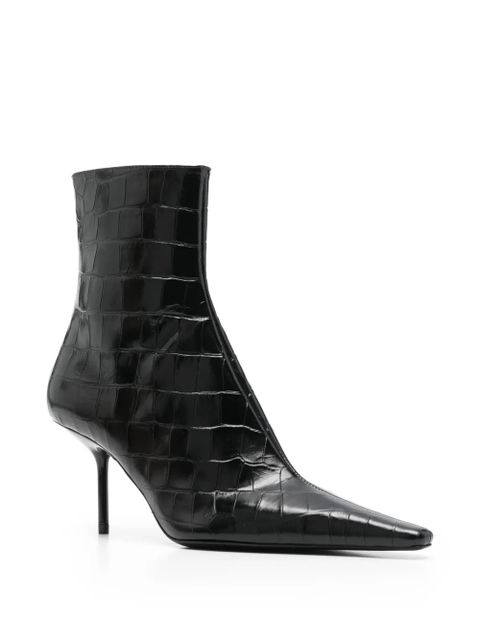 Victoria Beckham Sloan pointed crocodile-effect boots - Black