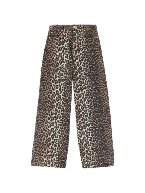 GANNI Lari leopard-print jeans - Brown