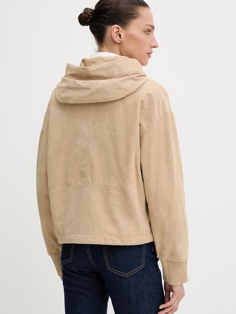 BOSS kurtka zamszowa kolor beżowy przejściowa oversize 50543211