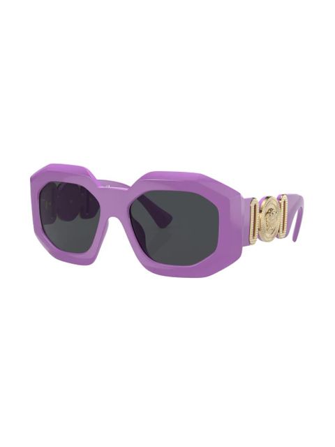 Versace Eyewear logo-plaque geometric-frame sunglasses - Purple - zdjęcie produktu nr 2