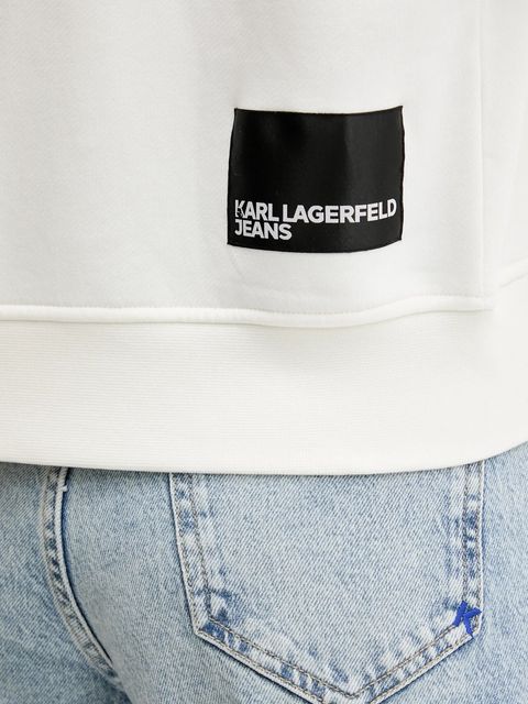Karl Lagerfeld Jeans bluza damska kolor biały z kapturem z nadrukiem A2W20053