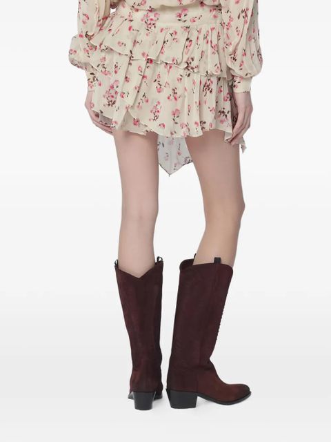 ISABEL MARANT ruffled floral mini skirt - Neutrals