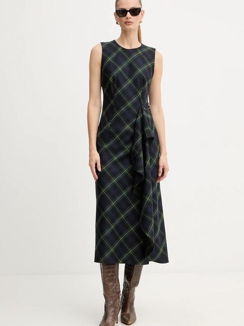 Luisa Spagnoli sukienka z dodatkiem wełny kolor granatowy midi rozkloszowana 542289 - zdjęcie produktu nr 2