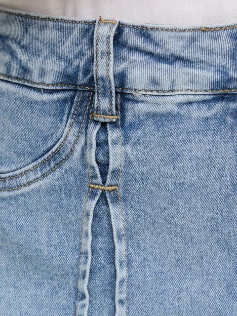 Answear.LAB spódnicospodnie jeansowe damskie kolor niebieski gładkie medium waist