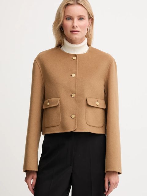 Tommy Hilfiger kurtka z wełną kolor brązowy WW0WW47446 - zdjęcie produktu nr 1