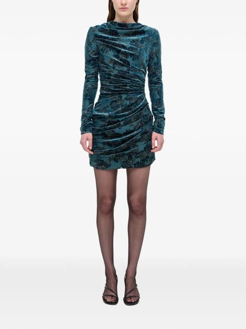 Simkhai Vallyn floral-pattern textured mini dress - Blue