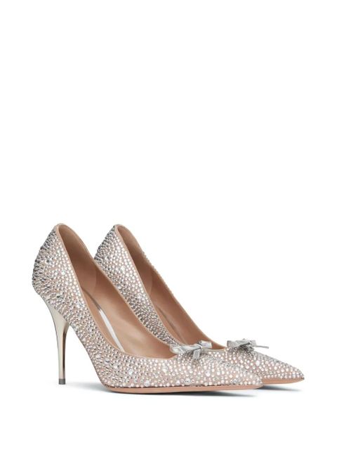 Valentino Garavani 100mm Romance Bow crystal-embellished pumps - Silver - zdjęcie produktu nr 2