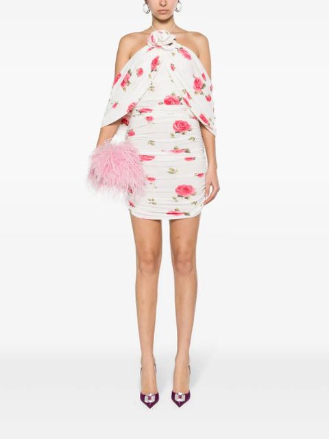 Magda Butrym rose-print ruched minidress - White - zdjęcie produktu nr 2